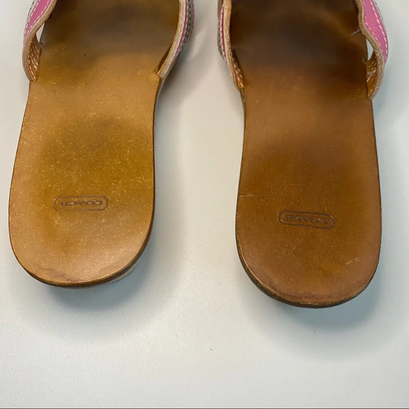 Coach Clog Mule Leather Stripe Sandal - Picture 12 of 16